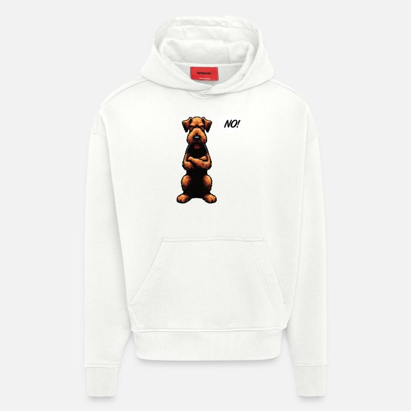 Pas d’Airedale Terrier Airedales Airedalebesitzer - Sweat à capuche bio épais oversize fabriqué en UE - OFF WHITE