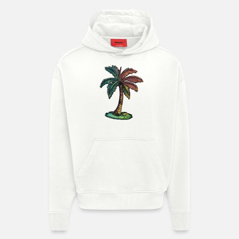 Plage de Palm Tree - Sweat à capuche bio épais oversize fabriqué en UE - OFF WHITE