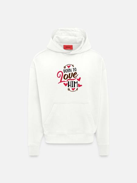 amour - Sweat à capuche bio épais oversize fabriqué en UE - OFF WHITE