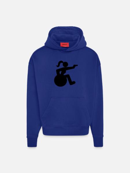 Schießendes Rollstuhlmädchen. Rollstuhlsportlerin * - Hoodie- made by SPREAD - OFF WHITE
