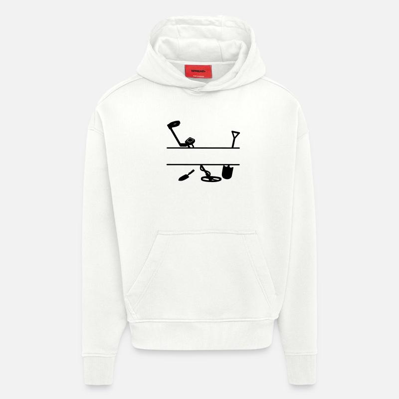 Logo du détecteur de métaux - Sweat à capuche bio épais oversize fabriqué en UE - OFF WHITE