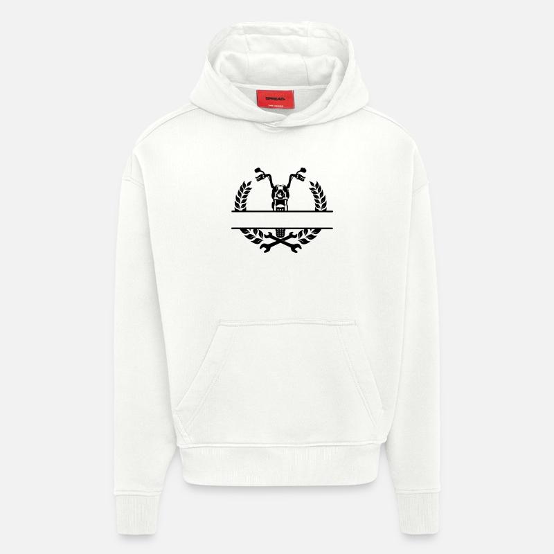 Motorradmechaniker- oder Werkstattlogo - Hoodie- made by SPREAD  - OFF WHITE