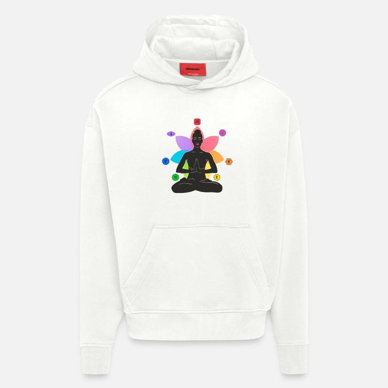 7 Chakras - Sweat à capuche bio épais oversize fabriqué en UE - OFF WHITE