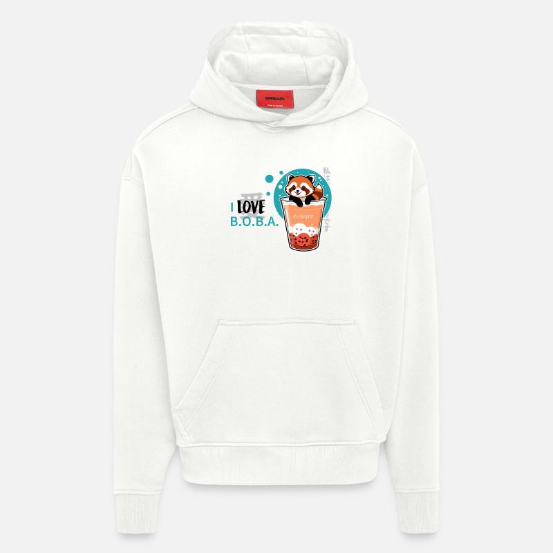 j’adore Boba - Sweat à capuche bio épais oversize fabriqué en UE - OFF WHITE