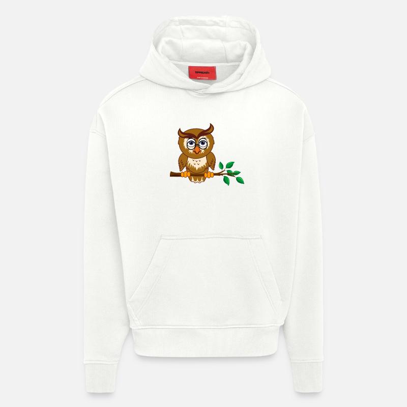 Schlaue Eule auf Ast - Hoodie- made by SPREAD  - OFF WHITE
