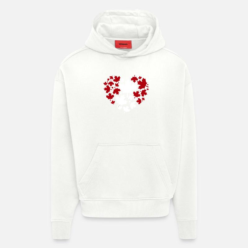 Maple Leaf Heart Pattern - Hoodie- made by SPREAD  - OFF WHITE