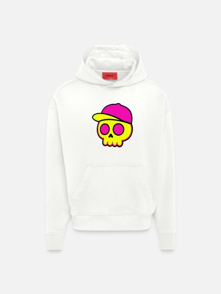Neon Skull Cap Design - Hoodie- made by SPREAD - OFF WHITE