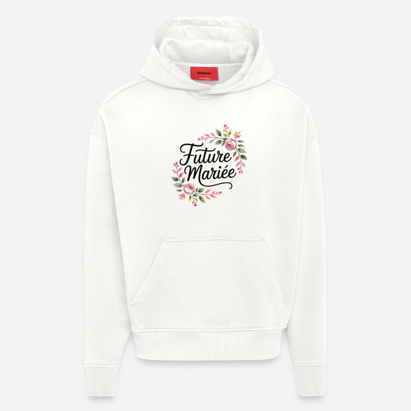 Team Mariage EVJF Future Mariée - Sweat à capuche bio épais oversize fabriqué en UE - OFF WHITE