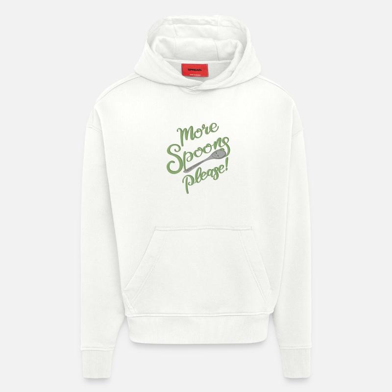 Plus de cuillères, s’il vous plaît ! - Sweat à capuche bio épais oversize fabriqué en UE - OFF WHITE