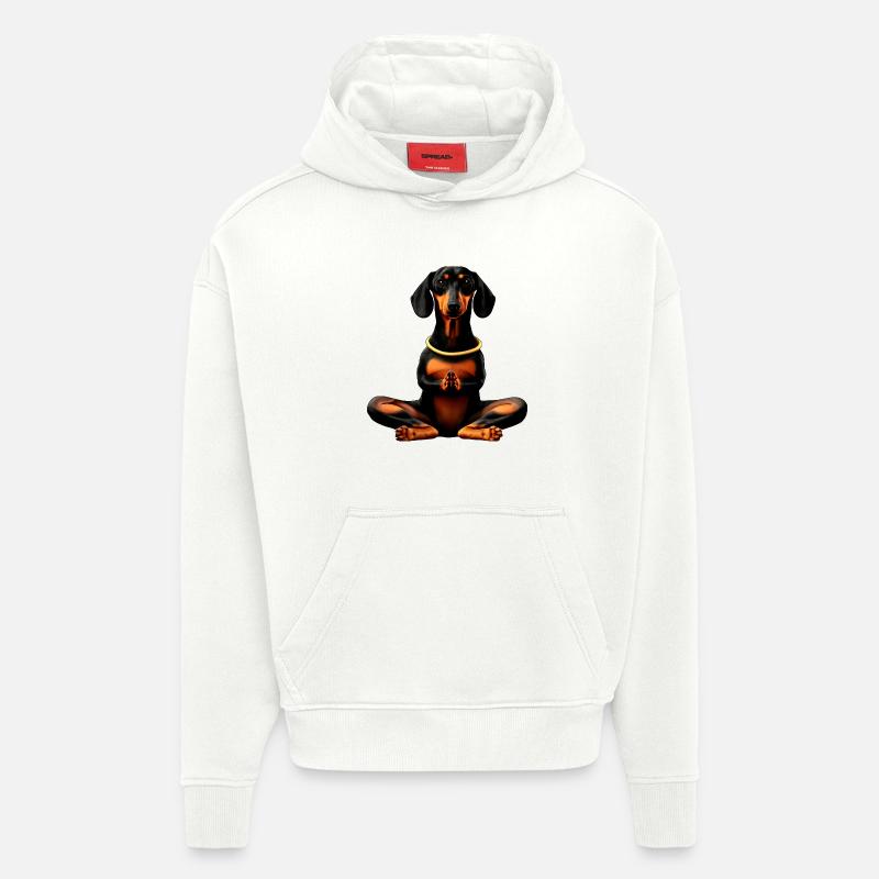 Teckel de yoga - Sweat à capuche bio épais oversize fabriqué en UE - OFF WHITE