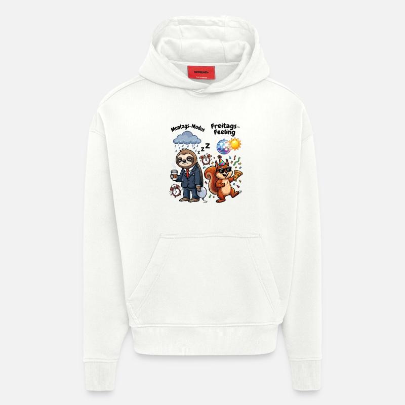 Mode lundi vs sensation du vendredi - Sweat à capuche bio épais oversize fabriqué en UE - OFF WHITE