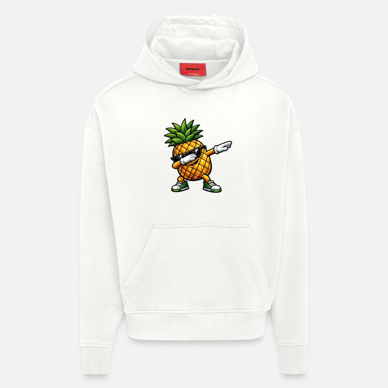 Tamponnement de l’ananas - Sweat à capuche bio épais oversize fabriqué en UE - OFF WHITE