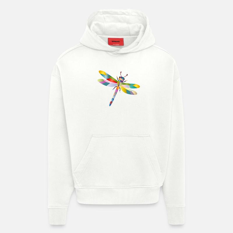 Bunte Libelle Regenbogen Stil - Hoodie- made by SPREAD - OFF WHITE