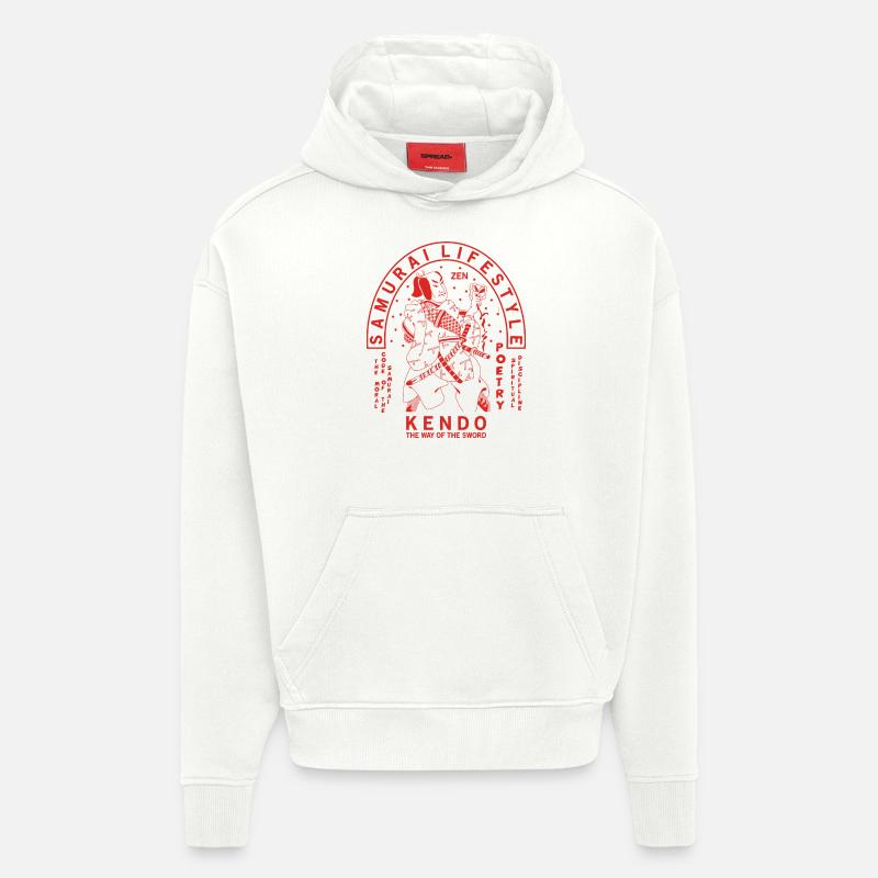 Samurai Japanese Graphic - Sweat à capuche bio épais oversize fabriqué en UE - OFF WHITE