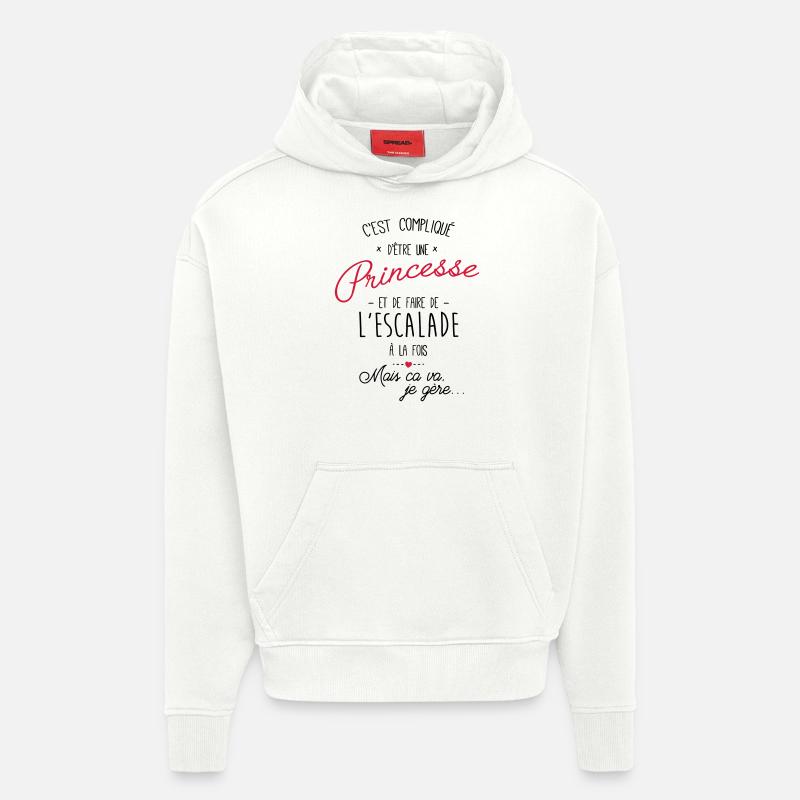 princesse et Escalade - Sweat à capuche bio épais oversize fabriqué en UE - OFF WHITE