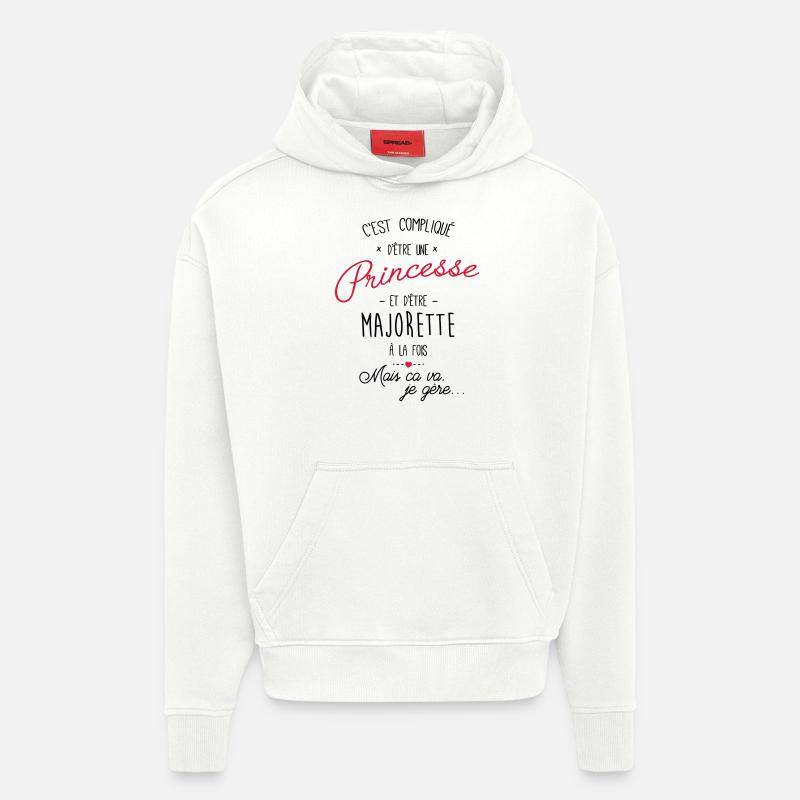 princesse et majorette - Sweat à capuche bio épais oversize fabriqué en UE - OFF WHITE