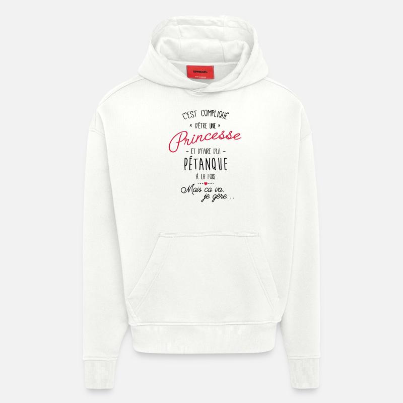 princesse et Pétanque - Sweat à capuche bio épais oversize fabriqué en UE - OFF WHITE