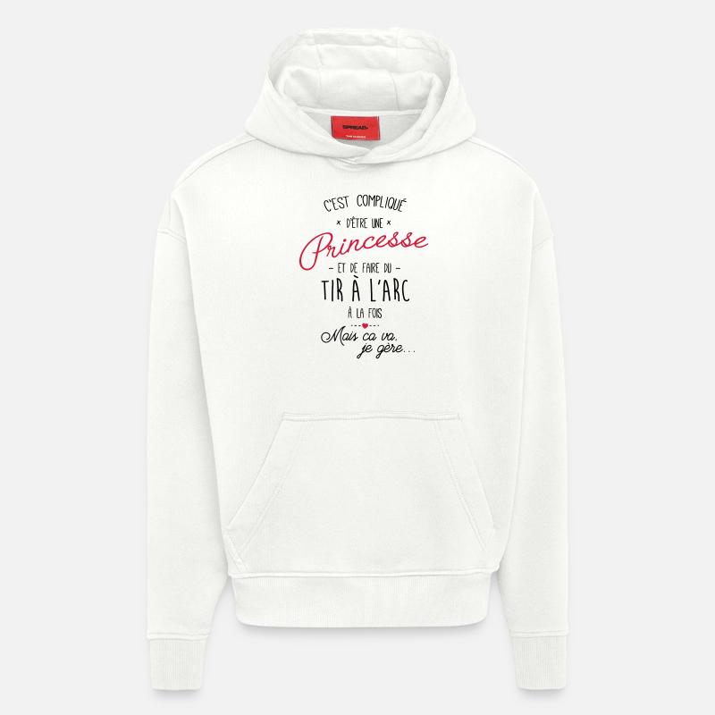 princesse et tir a l'arc - Sweat à capuche bio épais oversize fabriqué en UE - OFF WHITE