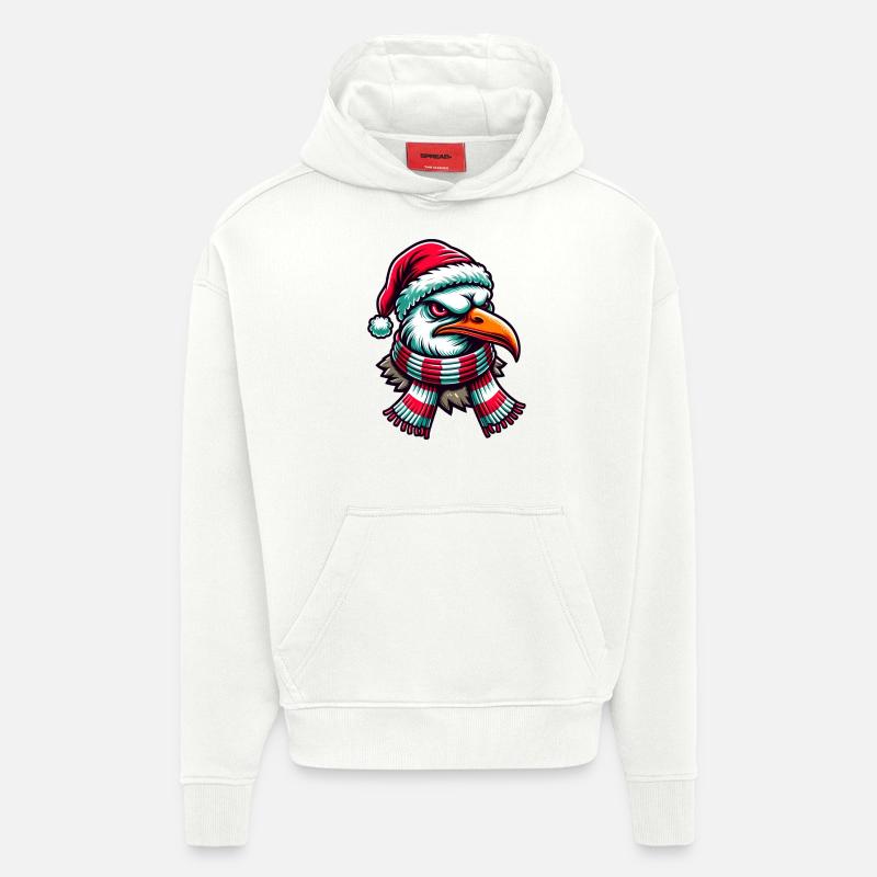 Moin Seagull Noël - Sweat à capuche bio épais oversize fabriqué en UE - OFF WHITE