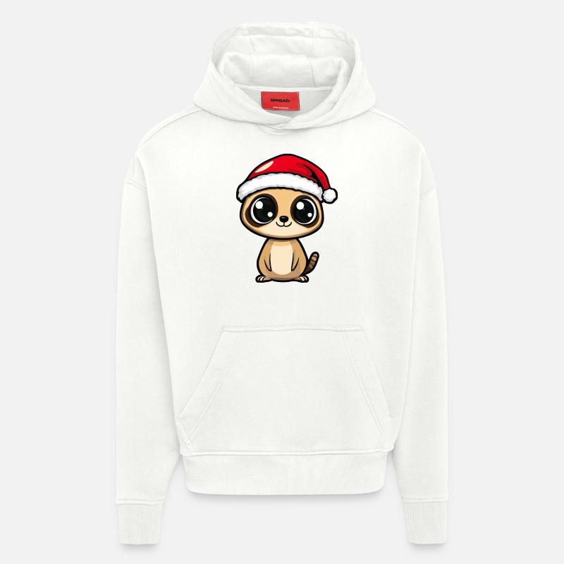 Suricate Noël Mignon - Sweat à capuche bio épais oversize fabriqué en UE - OFF WHITE