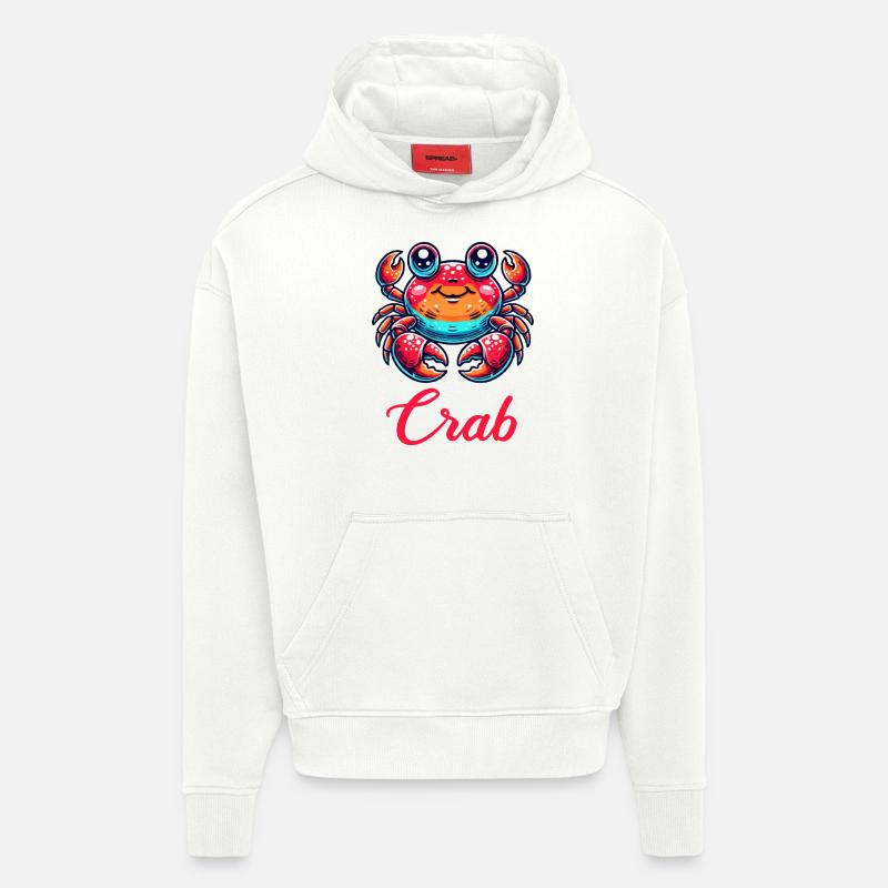Bande dessinée de crabe - Sweat à capuche bio épais oversize fabriqué en UE - OFF WHITE