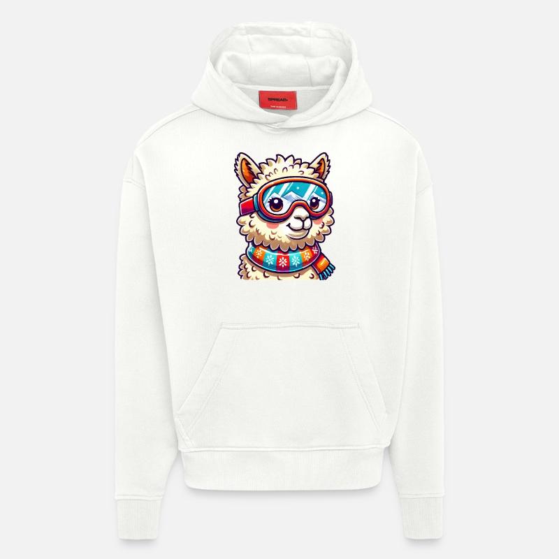 Llama Comic Ski Goggles - Hoodie- made by SPREAD  - OFF WHITE