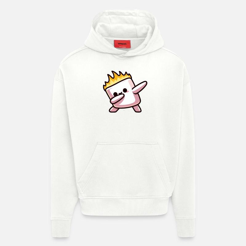Marshmallow Fire Flame Grilling Dab - Sweat à capuche bio épais oversize fabriqué en UE - OFF WHITE