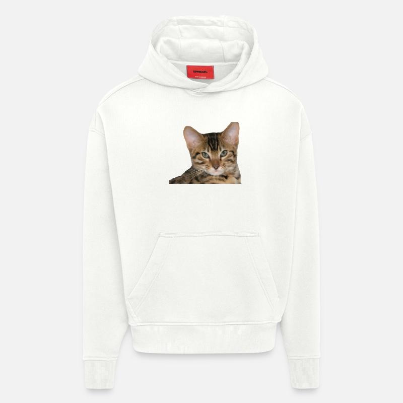 J’aime mon chat guépard - Sweat à capuche bio épais oversize fabriqué en UE - OFF WHITE