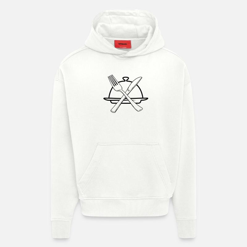 Transparente Schüssel mit Messer und Gabel - Hoodie- made by SPREAD  - OFF WHITE
