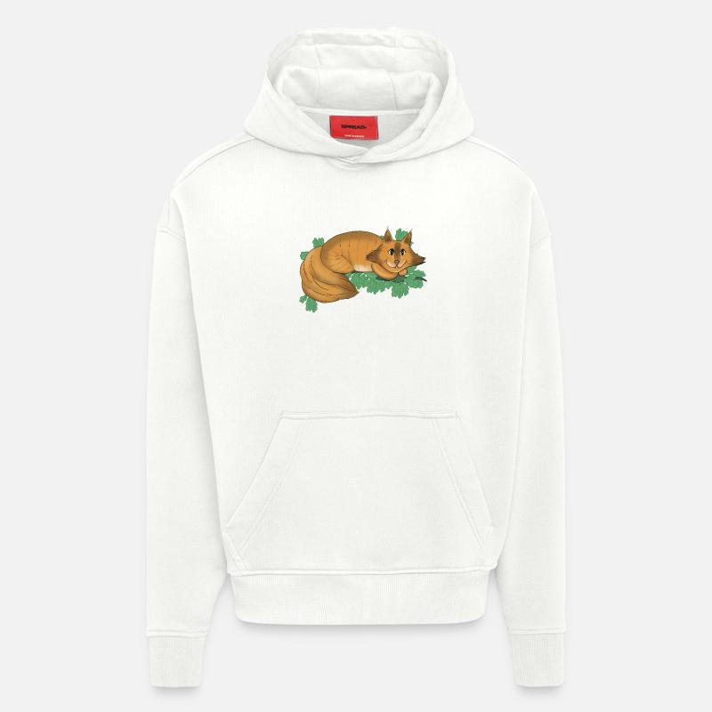 Chat du Cheshire - Sweat à capuche bio épais oversize fabriqué en UE - OFF WHITE