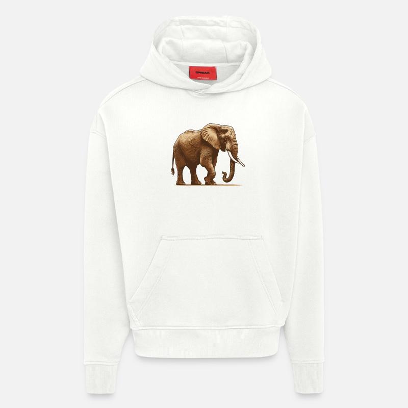 Éléphant - Sweat à capuche bio épais oversize fabriqué en UE - OFF WHITE