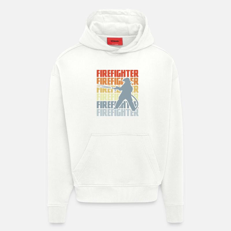 Pompier rétro - Sweat à capuche bio épais oversize fabriqué en UE - OFF WHITE