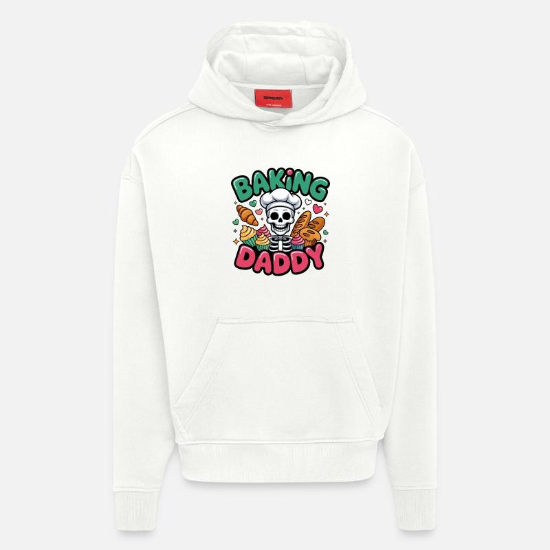 Cuisson de Daddy Skull Cook - Sweat à capuche bio épais oversize fabriqué en UE - OFF WHITE
