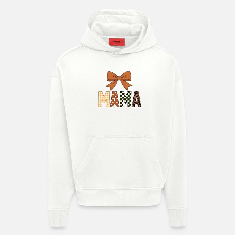Bunte, verspielte MAMA-Texte mit mädchenhafter Schleife - Hoodie- made by SPREAD - OFF WHITE