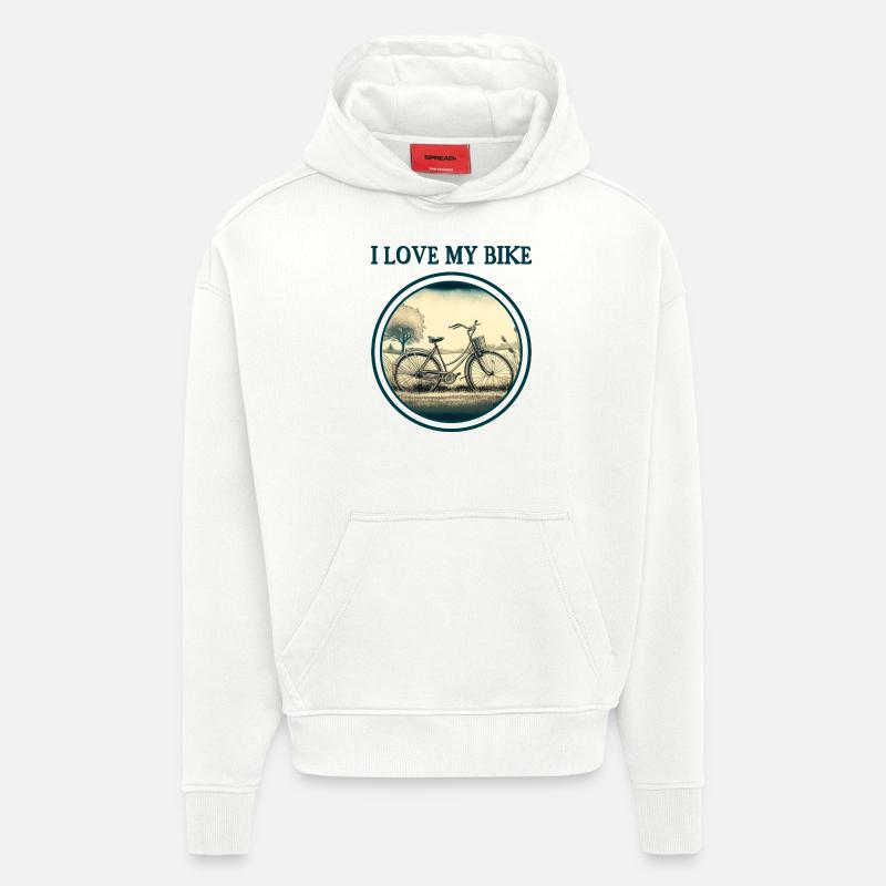 J’aime mon vélo - Sweat à capuche bio épais oversize fabriqué en UE - OFF WHITE