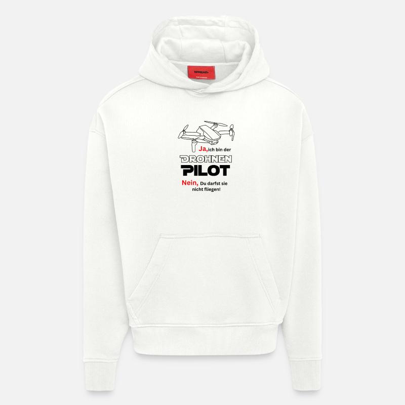 Pilote de drone - Sweat à capuche bio épais oversize fabriqué en UE - OFF WHITE