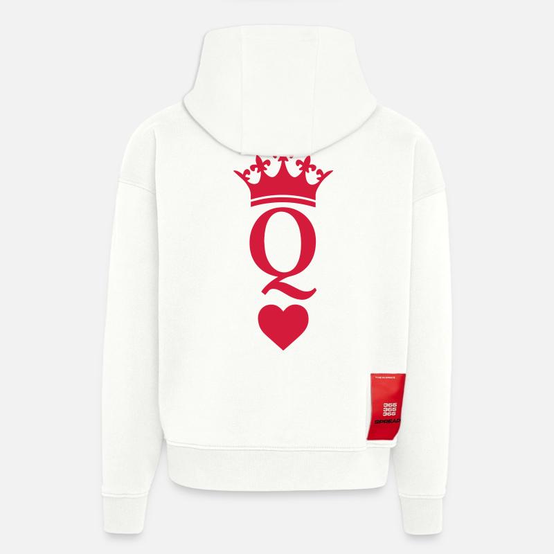 QUEEN CROWN HEART - Sweat à capuche bio épais oversize fabriqué en UE - OFF WHITE