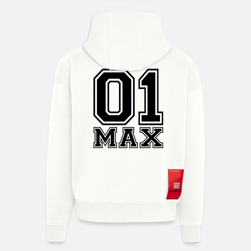Max - Nom - Sweat à capuche bio épais oversize fabriqué en UE - OFF WHITE