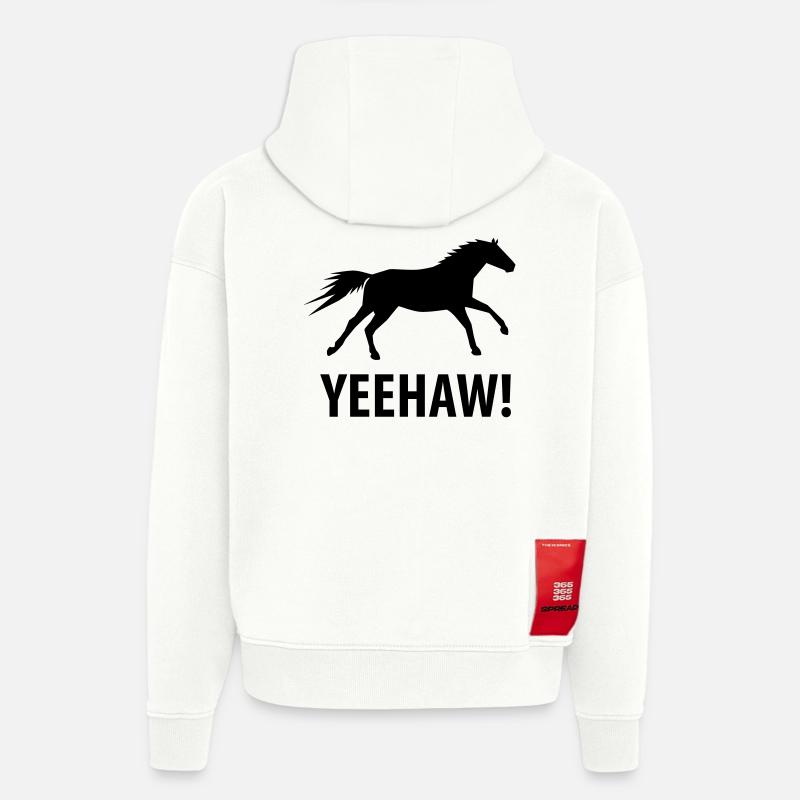 Yeehaw Cheval sauvage - Sweat à capuche bio épais oversize fabriqué en UE - OFF WHITE
