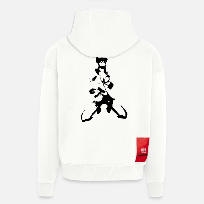 Frau mit Waffe - Sweat à capuche bio épais oversize fabriqué en UE - OFF WHITE