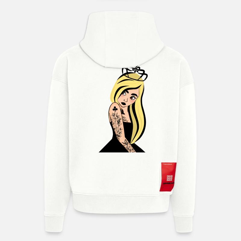 Dame de Trefle Punk - Sweat à capuche bio épais oversize fabriqué en UE - OFF WHITE