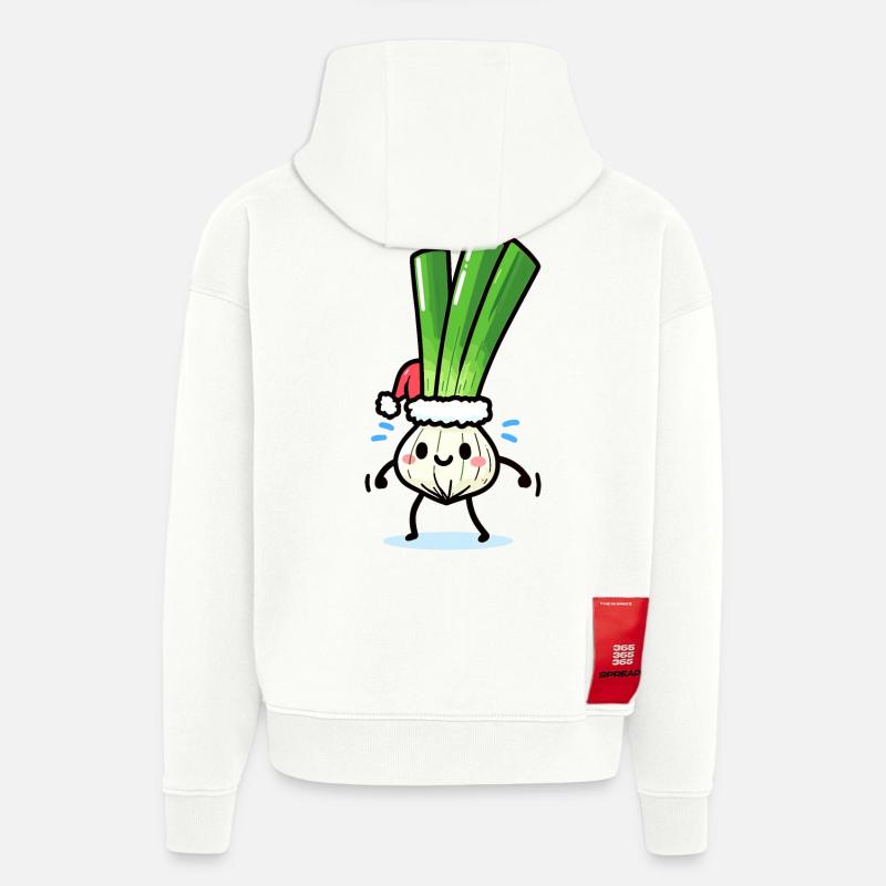 Saint-Nicolas mignon oignon de printemps - Sweat à capuche bio épais oversize fabriqué en UE - OFF WHITE