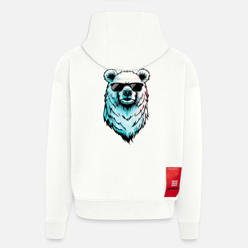 Cooler Eisbär - Polarbär mit Sonnenbrille - Hoodie- made by SPREAD  - OFF WHITE