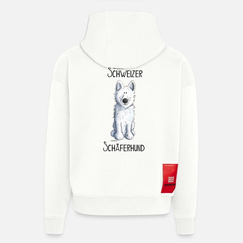 Weißer Schweizer Schäferhund - Hoodie- made by SPREAD  - OFF WHITE