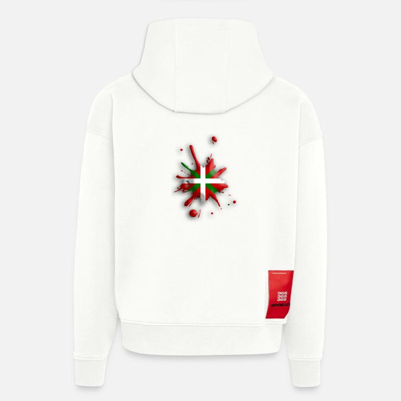 Drapeau Basque tâche 3 - Sweat à capuche bio épais oversize fabriqué en UE - OFF WHITE