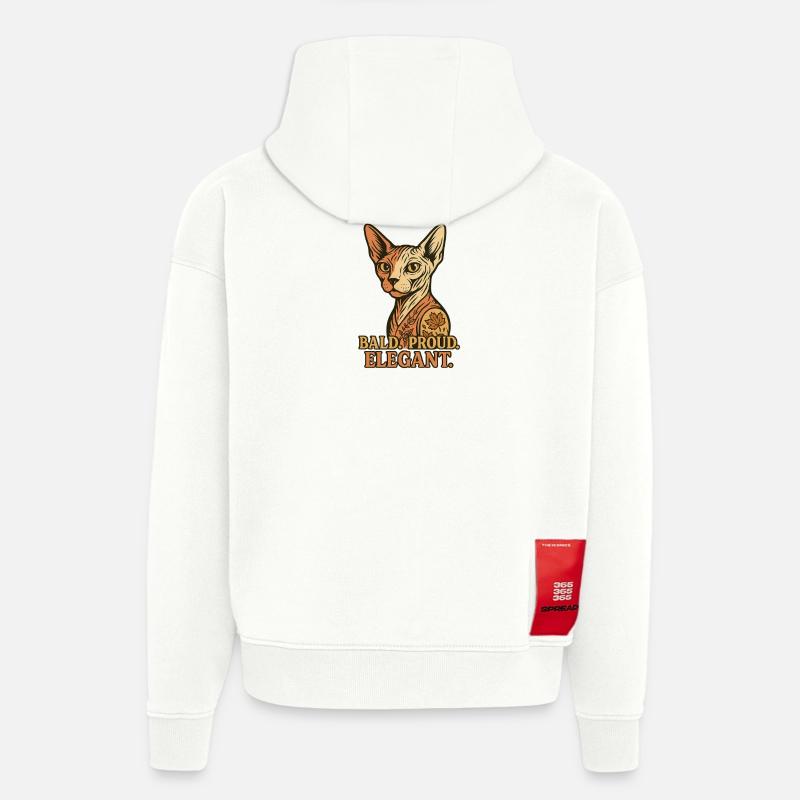 Chat Sphynx - Sweat à capuche bio épais oversize fabriqué en UE - OFF WHITE