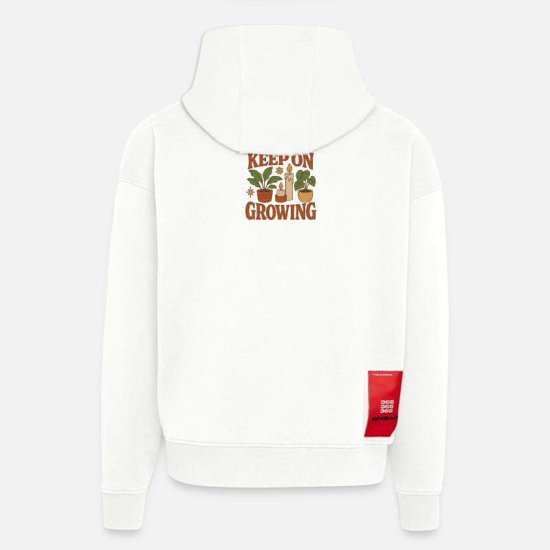 Keep_on_Growing - Sweat à capuche bio épais oversize fabriqué en UE - OFF WHITE