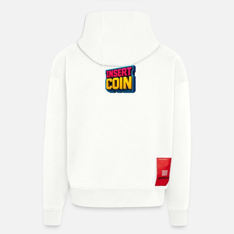 Conception de jeu rétro néon - Sweat à capuche bio épais oversize fabriqué en UE - OFF WHITE