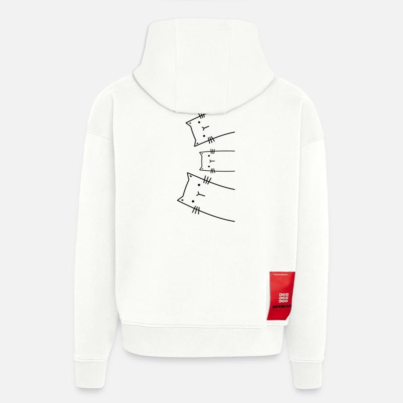 Idée Cadeau Chat Famille Chats - Sweat à capuche bio épais oversize fabriqué en UE - OFF WHITE