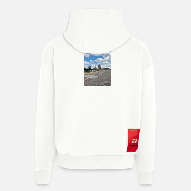 Aviation classique exposée - Sweat à capuche bio épais oversize fabriqué en UE - OFF WHITE